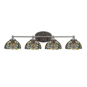 Toltec Lighting Capri 4 - Light Vanity in  Brushed Nickel with 7" Kaleidoscope Art Glass Shade - 1 of 2