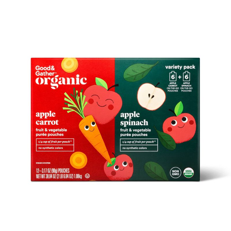 Organic Applesauce Pouches - Apple Carrot & Apple Spinach  - Good & Gather™, 1 of 5