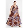 Women's Plus Size Amara Print Maxi Dress - navy | CITY CHIC - 3 of 4