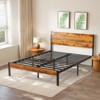 INFURNIC Beds Metal Platform Bed Frame, Bedstead Mattress Foundation With Headboard And And Footboard, Queen Size, Brown, 82.3"*60.5"*39.3" - 2 of 4