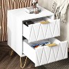CIPACHO 2 White Modern Bedroom Night Stands with 2 Drawers Wood & Golden Metal Legs Also for Living Room - 2 of 4