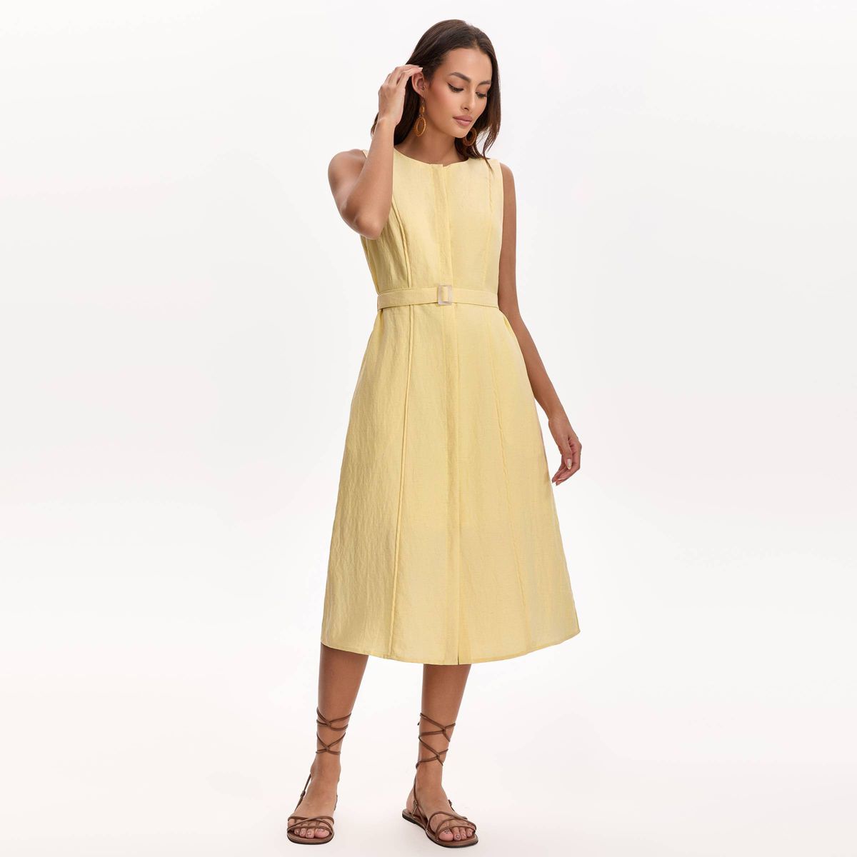 Women's Belted Midi Dress - A New Day™ Yellow - thumbnail 9