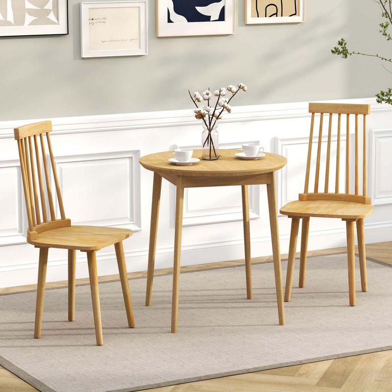 Costway Windsor Dining Chairs Set of 2/4 Dining Chairs with High Spindle Back Natural, 2 of 10