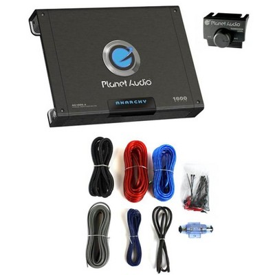 Planet Audio AC1600 1600 Watt 4 Channel Car Audio Amplifier and 8 Gauge Car Audio Amplifier Installation Wiring Kit