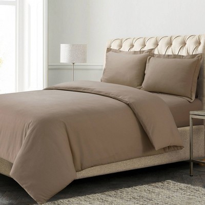 Queen Camel Cotton Flannel Oversized Duvet Cover Set with Shams
