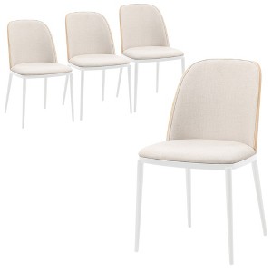 LeisureMod Tule Dining Side Chair with Velvet Seat and White Powder-Coated Steel Frame, Set of 4 - 1 of 4
