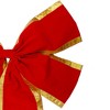 Northlight Velveteen 4-Loop Christmas Bow Decoration - 24" x 38" - Red and Gold - 3 of 3