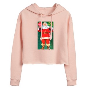 Women's - Coca-Cola - Vintage Santa With Coca Cola Bottles Cropped Graphic Hoodie - 1 of 3