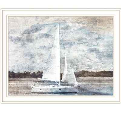 HomeRoots Sailboat on Water White Framed Print Wall Art