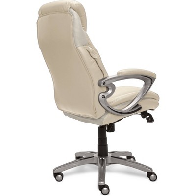 Ergonomic Cream Bonded Leather Executive Office Chair with AIR Lumbar Support