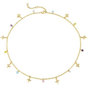 Daisy Flower Choker Necklace - Colorful Gold Plated Delicate Chain, Women's Dainty Fashion Jewelry Gift - 1 of 4