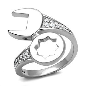 Slickblue Classic Men's Stainless Steel Band with Polished Finish and Clear CZ, Size 9-13 - 1 of 4