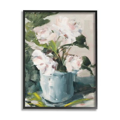 Stupell Industries Impressionist Potted Flowers Green Leaves Pink Petals