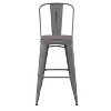 Emma and Oliver Clear Coated Metal Stool with Backrest and Polyresin Seat for Indoor Use Only - 3 of 4