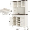 GustoWave 72" High Kitchen Pantry with 4 Doors and 2 Drawers, Wine Rack, Large Kitchen Storage Adjustable Shelves, White - 2 of 4