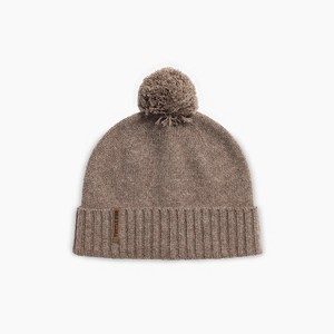 Turtle Fur Wool Tula Pom Beanie - Women's Cuffed Stylish Cold Weather Hat, Latte - 1 of 2