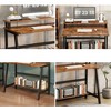Acekool 31.5" Computer Desk with Drawer, Monitor Stand, File Cabinet, Shelves & Hooks, Home Office Workstation Table, Browm - 4 of 4