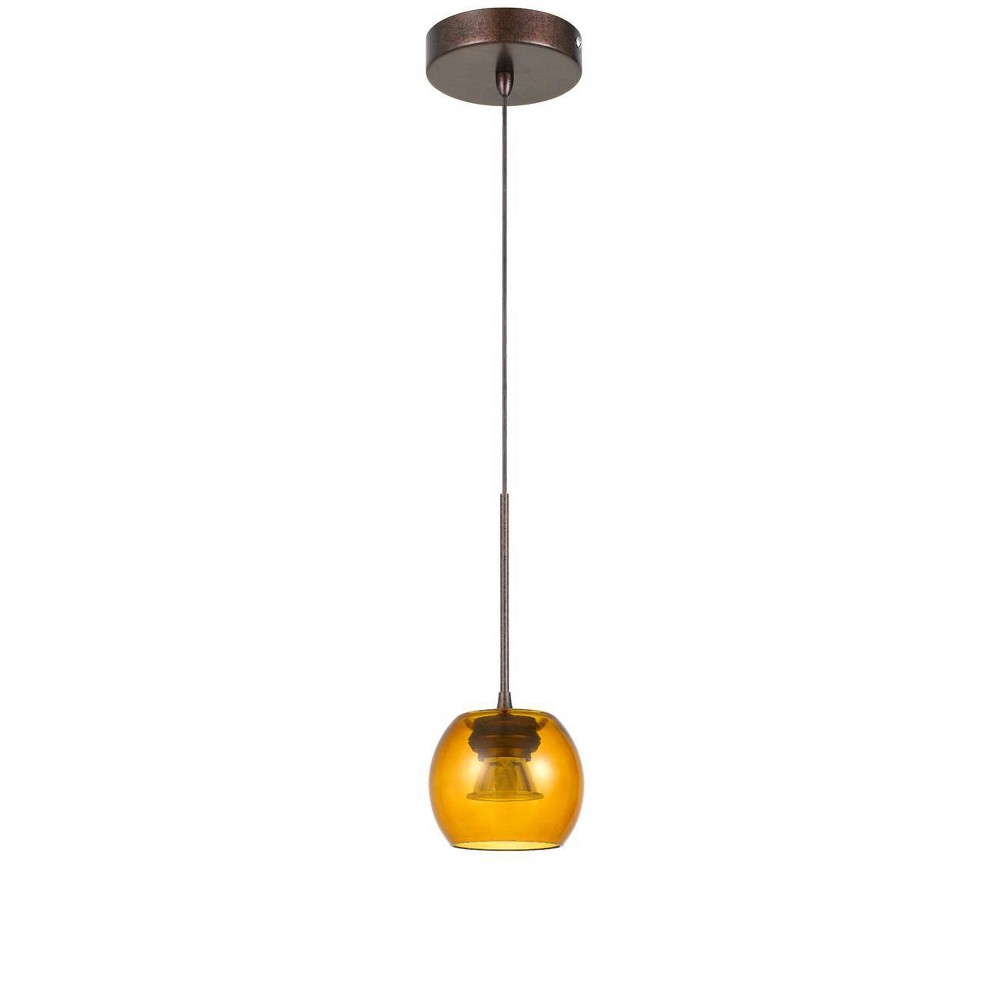 4.5"" x 4.5"" x 10"" LED Dimmable Mini Pendant with Smoked Glass Rust - Cal Lighting -  80559357