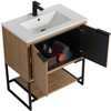 Kingsford Grooved-Look Bathroom Vanity in Bright Oak with White Ceramic Sink - 2 of 4