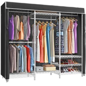 VIPEK V5C Portable Bedroom Armoires Wardrobe Closet White Metal Clothing Rack with Oxford Fabric Cover