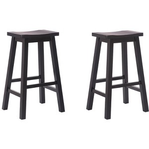 WestinTrends 29" Saddle Seat Solid Wood Kitchen Bar Stool Chair (Set of 2) - 1 of 4