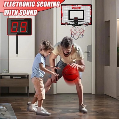 MOVSSOU Indoor Basketball Hoop Automatic Scoring Electronic Scoreboard with 3 Balls Basketball Toy for Kids