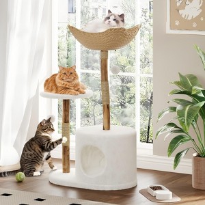 46 Inch Cat Tree Aesthetic for Large Cats, with Scratching Posts, Perches & Real Branch Design, Sturdy Base - Luxury Gift for Cat Lovers - 1 of 4