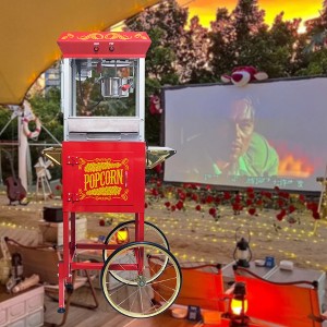 Hachikiko Vintage Style 8oz Popcorn Machine with Cart,Stainless-Steel Kettle, Heated Warming Deck & Old Maids Drawer - 1 of 4