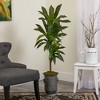 Nearly Natural 4-ft Dracaena Artificial Plant in Vintage Metal Planter (Real Touch) - 3 of 3