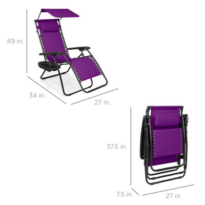 Amethyst Purple Folding Zero Gravity Recliner with Canopy Shade and Tray