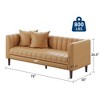 Faux Leather Sofa Couch - Modern 78 W Sofa with Deep Seats, 3 Seater Sofa with 2 Throw Pillows, Wood Legs, Easy Assembly, for Living Room & Bedroom - 3 of 4