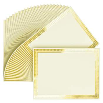 96 Pack Certificate Papers - 6 Different Assorted Colors Gold Amethyst Rose Blue Copper and Emerald - Award Certificate Paper Blank