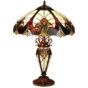 Chloe Lighting Liaison Tiffany-Style 3 Light Victorian Double Lit Table Lamp 18" Shade - 1 of 3