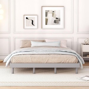 Streamdale Modern Design Queen Floating Platform Bed Frame for Grey Color - 1 of 4