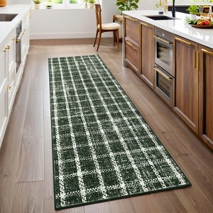 Modern Checkered Area Rug Farmhouse Geometric Print Rugs for Living Room Bedroom Low Pile Non-Slip Rug - 1 of 4