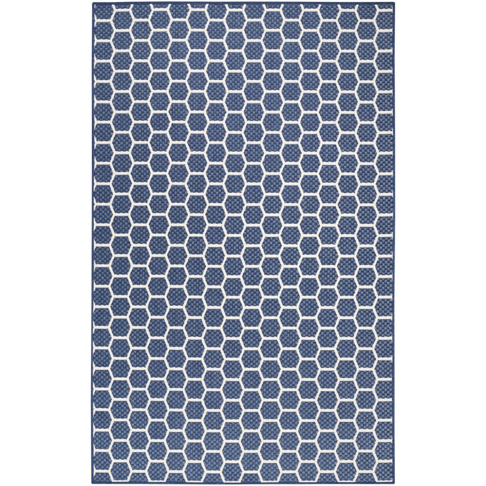 Photos - Doormat Nourison 6'x9' Reversible Basics Woven Indoor/Outdoor Area Rug Navy Blue 