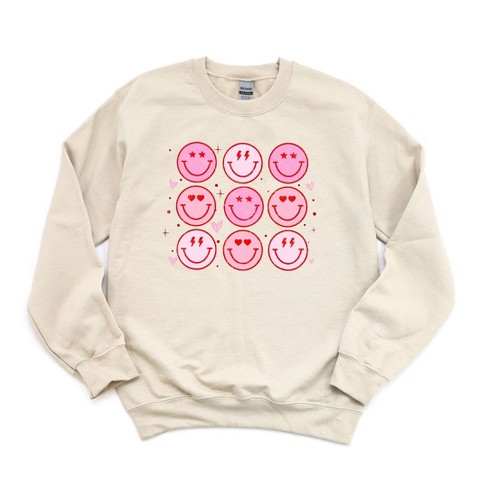 Simply Sage Market Women's Graphic Sweatshirt Valentine Smiley Face Chart - image 1 of 3