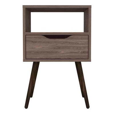 NicBex 15.75 inch Wide Nightstand with 1 Drawer, Side Table with Solid Wood Frame and 4 legs,Bedside Table for Bedroom,Living Room,Walnut/Gray/Oak