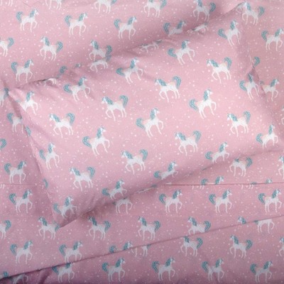 Tadpoles 4-Piece Stars & Unicorns Sheet Set | 1 Full Flat Sheet, 1 Full Fitted Sheet & 2 Queen Pillowcases