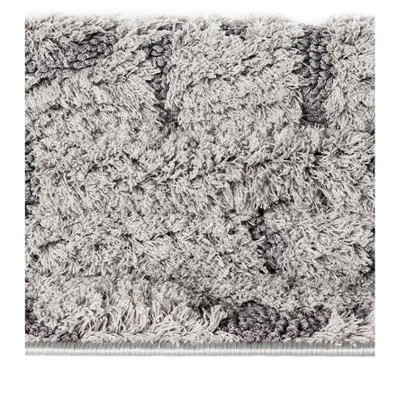 Elysian Light Gray Floral Shag Rug 9' x 12' - Stain-Resistant Synthetic