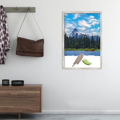 Classic Crackled Metallic Narrow Silver Wood Wall Frame
