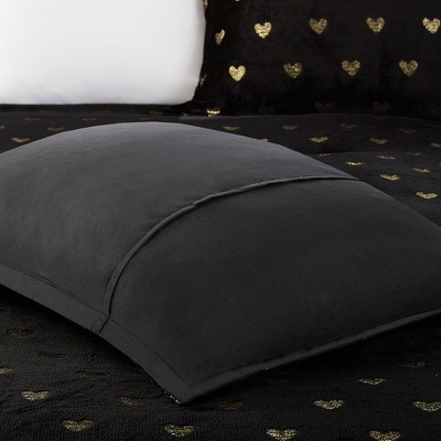 Gracie Mills - Elysia Metallic Printed Plush Comforter Set - Black/Gold - Thumbnail 5