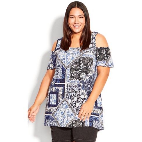 Avenue  Women's Plus Size Carson Contrast Tunic - Multi Print - 26w/28w :  Target