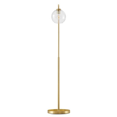Arc Satin Brass Glass Globe Floor Lamp, 58" Tall