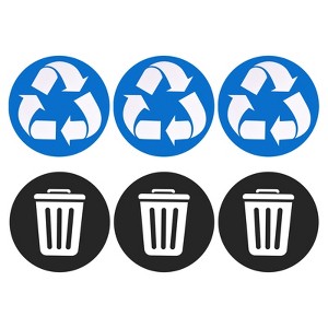 Unique Bargains Self-Adhesive Decor Trash Can Recycle Sticker Bin Labels 6 Pcs - 1 of 4