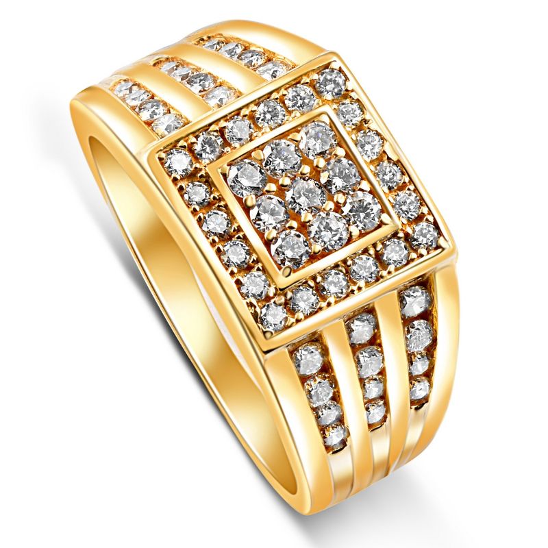 Pompeii3 1Ct TW Diamond Men's Anniversary Wedding Ring High Polished Band 10k Yellow Gold, 2 of 5