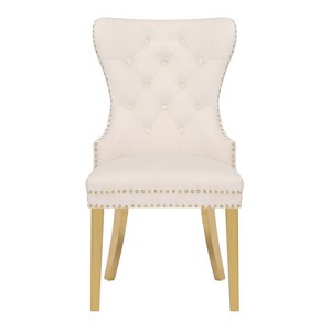 Vynxaria Simba Gold 2-Piece Dining Chair Set - Navy Velvet with Elegant Gold Legs - 1 of 4
