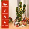 Tangkula 6'Artificial Cactus Christmas Tree Pre-Lit Optical Fiber w/ LED Lights & Ball Ornaments - 3 of 4