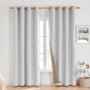 Deconovo Embroidered Leaf Farmhouse Sheer Curtains (2 Panels) - 1 of 4