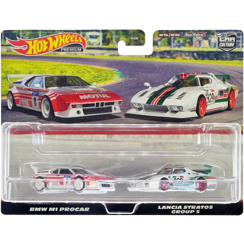 Bmw M1 Procar #8 White W/red Stripes & Lancia Stratos Group 5 #829 White  W/stripes Set Of 2 Diecast Model Cars By Hot Wheels : Target